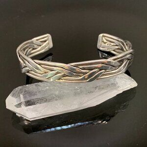Woven Byzantine Cuff Bracelet UNISEX Vtg Mexico Sterling Silver 925 J514
